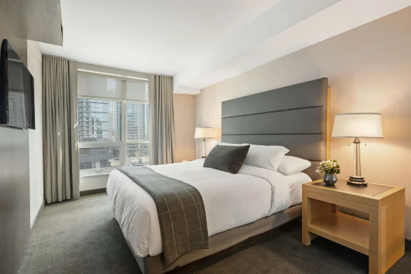 a bed in a hotel room in London