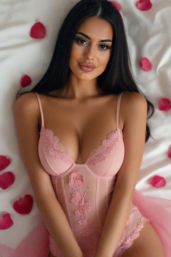 Marylebone escort lady Pupi wearing pink lingerie 