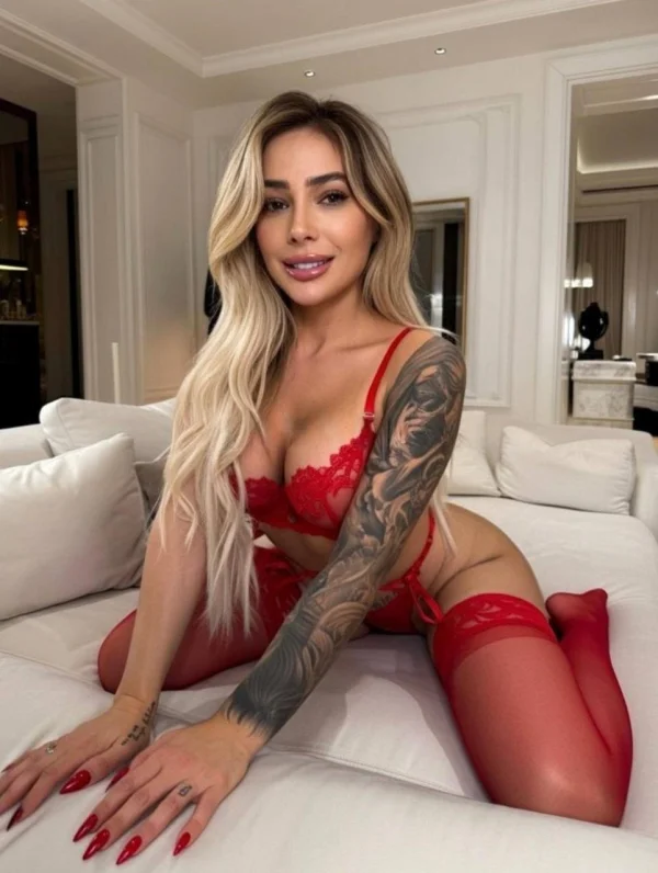 Lula looks very sexy dressed in red lace lingerie 
