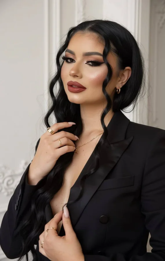 Daiva is pictured wearing a black blazer