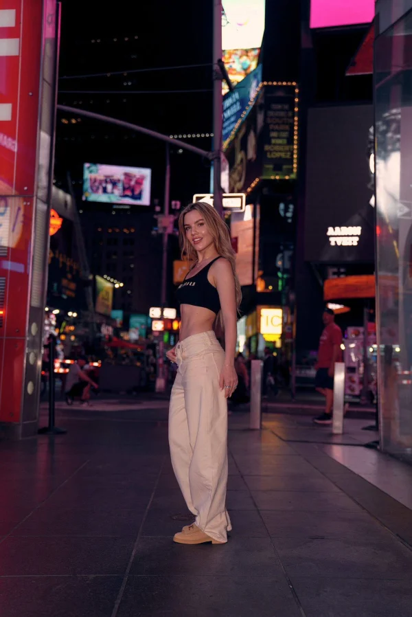 A high class London escort on the street of New York 